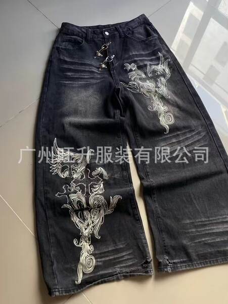 Transfronteiriço e-commerce casual jeans masculino vintage impressão hip-hop roupas de rua masculino original