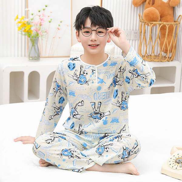 Conjunto de pijama infantil de algodão para verão