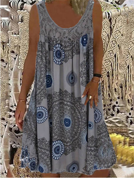 2026 Novo modelo europeu-americano de senhoras impressas digitais de ombro a ombro sexy pendurado relaxação vestido vestido Race vestido casual