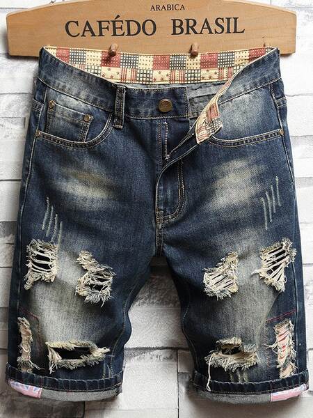 Camiseta de jeans masculino mais quebrado cinquenta mendigos calças quatro temporadas personagem masculino jeans jeansmen