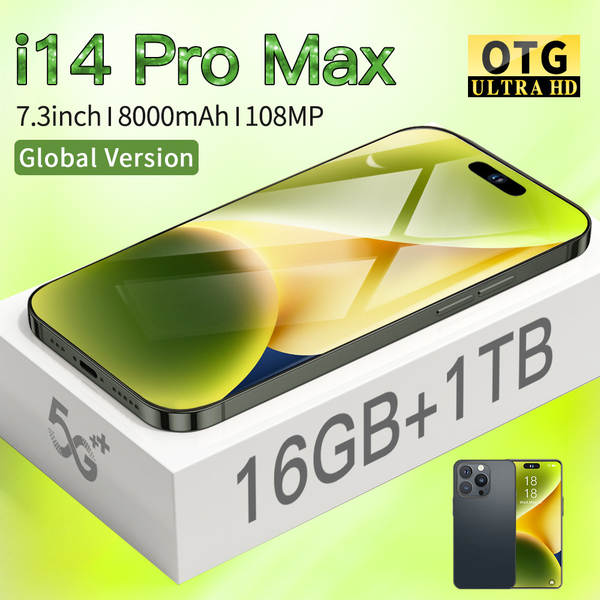 2023 Novo smartphone i14promax transfronteiriço de 7,3 polegadas com ecrã de alta definição 3+64 geração