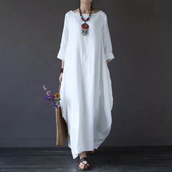 Vestido feminino simples com bainha ondulada