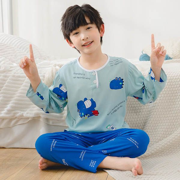 Conjunto de pijama infantil de algodão para verão