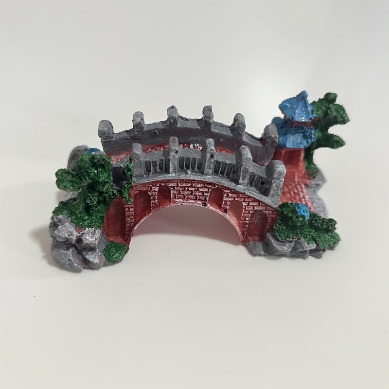 鱼缸造景摆件树脂复古拱桥小吊桥 鱼缸水草缸微景观造景 桥摆件