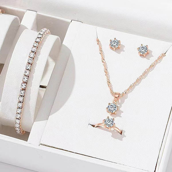 Nova coleção de jóias transfronteiriça de personalidade feminina de moda de diamante de água colar de diamante anel de orelhas acessórios de relógios