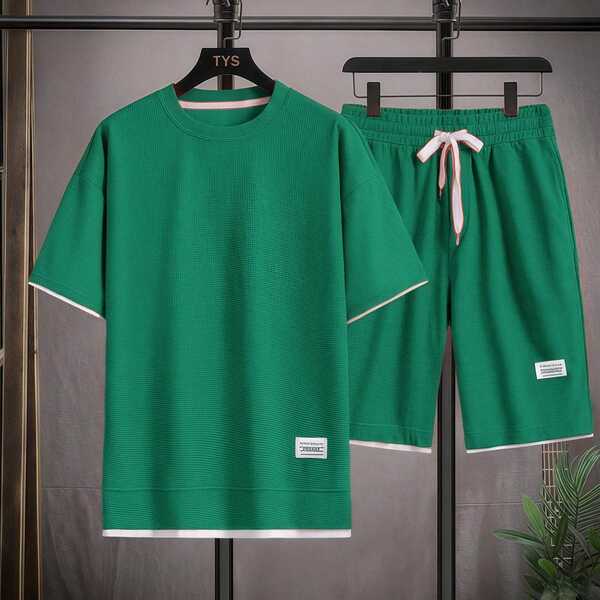 T-shirt masculino de calça curta com calças masculinas de moda masculina de verão