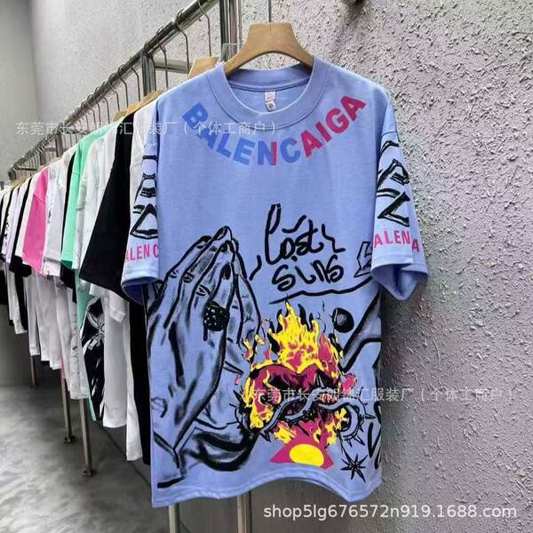 1688 T-shirt masculino de alta qualidade de atacado 400 gramas de impressão americana peso pesado de algodão puro mangas curtas com exportação de mercadorias suficiente
