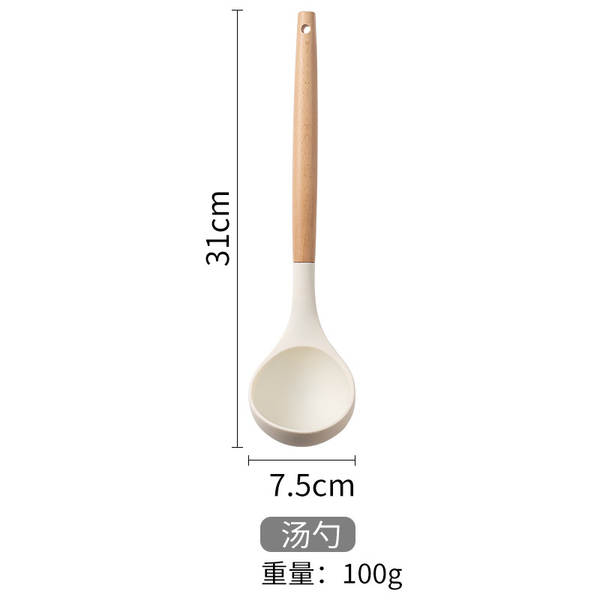 Set de utensílios de cozinha de silício branco de madeira 12 peças do kit de utensílios de cozinha da Amazon