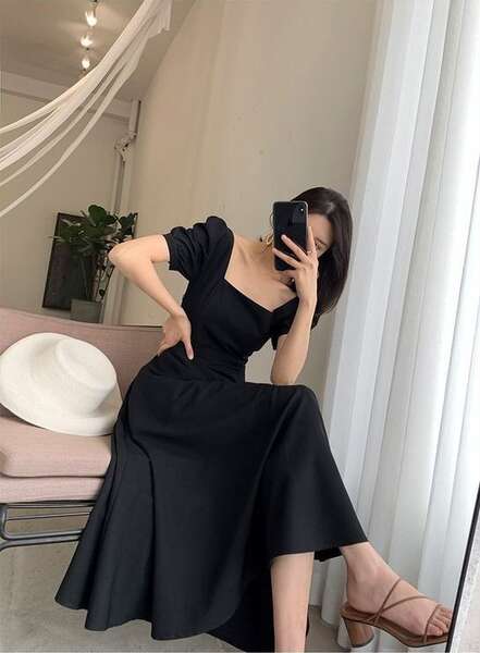 Vestido preto longo hebem