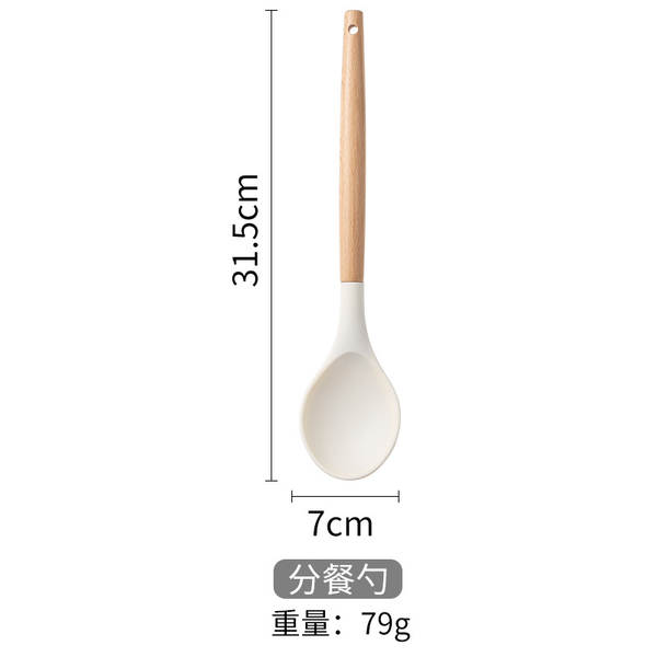 Set de utensílios de cozinha de silício branco de madeira 12 peças do kit de utensílios de cozinha da Amazon