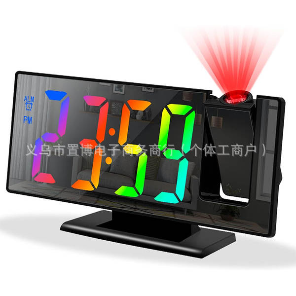 Relógio de projeção de LED Relógio digital multifuncional Relógio eletrônico de iluminação automática de noite Relógio eletrônico com mirrorboard USB