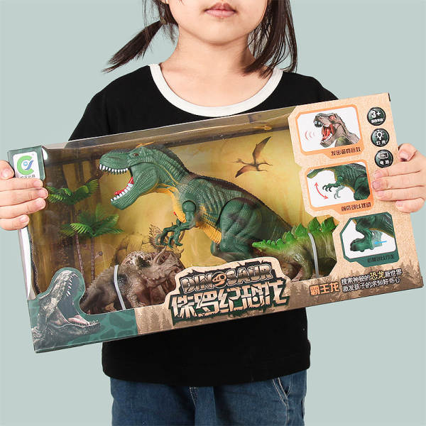 Simulador de som de brinquedo elétrico de dinossauro caixa de presente menino criança Dragão Dragão vai andar caixa de dinossauro