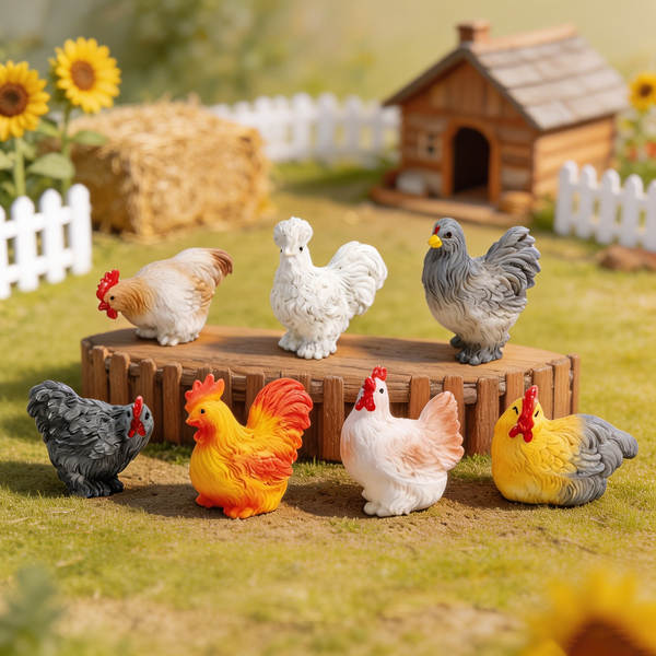 Micro-paisagem criativa fazenda de simulação de galinhas grandes de galinhas de espinhas diy acessórios de decoração de mesa mini pedaços