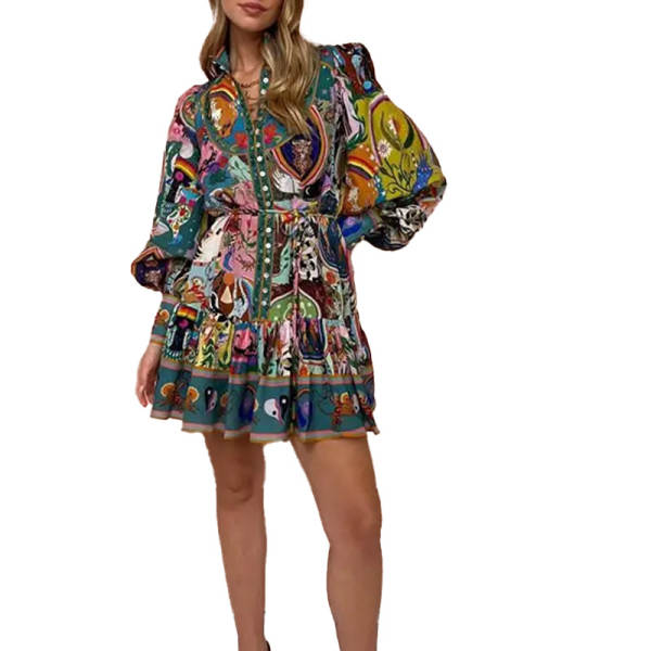 Vestido transfronteiriço europeu e americano de comércio exterior 2026 outono novo vestido vintage elegante vestido de couro curto