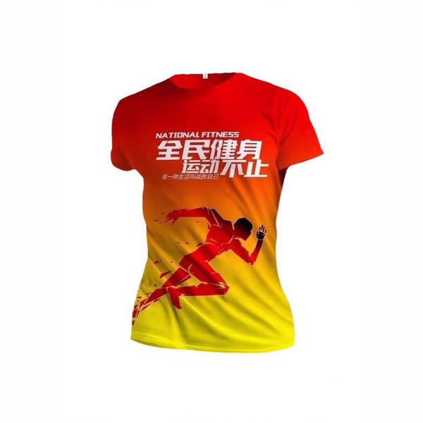 Vestido de trabalho todo o corpo impressão pulseira curta colar T-shirt impressão maratona roupa de roupa de esporte rápida T-shirt anúncio logo personalizado