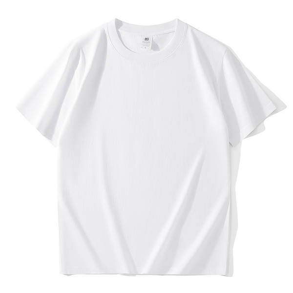 T-shirt masculino com mangas curtas e pesadas de algodão puro 230 gramas Jovens com mangas redondas de roupa de roupa pura