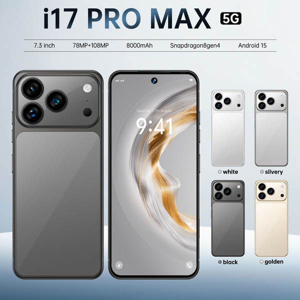 Novo i17pro max celular transfronteiriço real 4g rede oito núcleos 7,3 polegadas tela grande Android 15 16+1