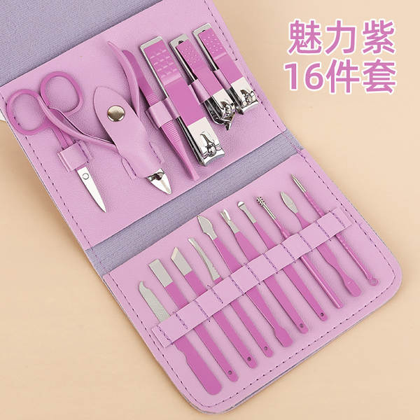 Caixa de couro 7 peças de kit de ferramentas de beleza do fabricante de pacotes de presentes de impressão LOGO faca de unhas de corte de unhas