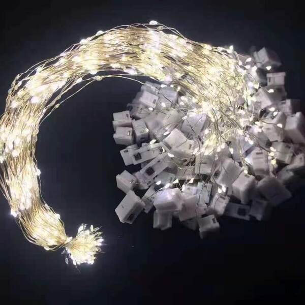 LED corda de cobre lâmpada pequena caixa branca de três camadas de regulação de corda de luz atmosfera de decoração de corda de luz com corda de luz flash corda de luz pequena
