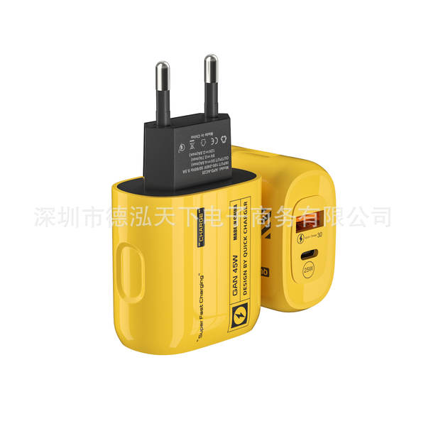45W Finger Amarelo AC Carregador 5v2a para Apple Android 12wpd25w Carregador de cabelo rápido