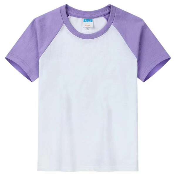Venda direta de fábrica para meninos e meninas doces da mesma cor de algodão puro 180 gramas Camiseta de Criança personalizada de pulseira curta logo de impressão