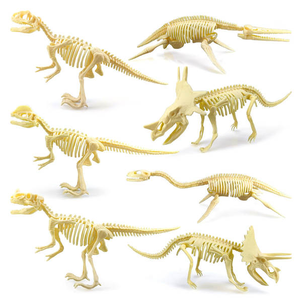 Crianças DIY esqueleto de dinossauro arqueológico manual 7 peças conjunto de dinossauro simulado modelo de dinossauro fóssil transfronteiriço