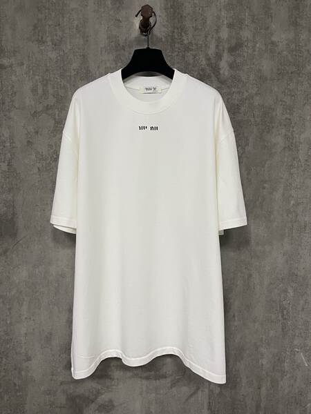 Transfronteiriço Alta Versão MIU Muji Novo Logo Clássico Pequeno T-Shirt Corda Redonda Para Homens e Mulheres
