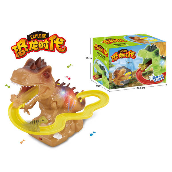 Fabricante de fornecimento direto de eletricidade social porco dinossauro trilha com luz música dinossauro escalada trilha puzzle brinquedo animal