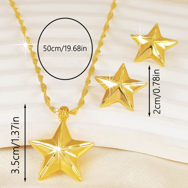2 peças de estilo do Oriente Médio encantador geométrico 24K revestimento de ouro Dubai colar menina orelhas joias festa presente
