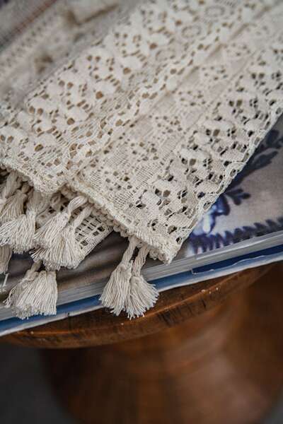 Cortina de Croche em Tom Creme