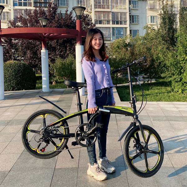 Transfronteiriço atacado de 20 polegadas de liga de alumínio para bicicletas dobráveis de velocidade para adultos, crianças podem montar livre de instalação