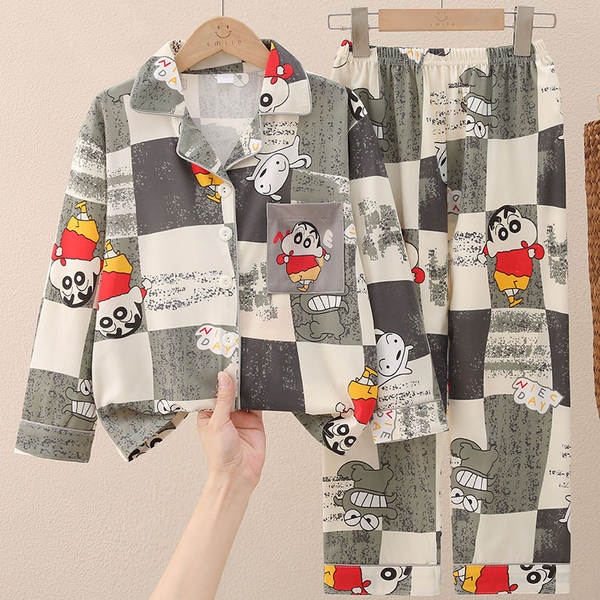 Crianças do Sudeste Asiático roupas de dormir meninos com mangas compridas calças bonitas desenhos animados primavera outono roupas para meninos vestir em casa no verão