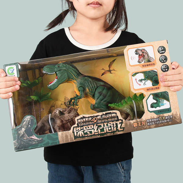 Simulador de som de brinquedo elétrico de dinossauro caixa de presente menino criança Dragão Dragão vai andar caixa de dinossauro