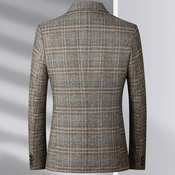 Transfronteiriço masculino de alta qualidade primavera outono recreativo grão de café cor casual negócios jantar vestido casaco roupa de banho