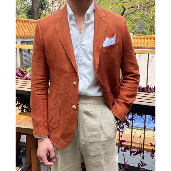 定制款跨境外贸单排两粒扣大口袋西装外套男士休闲修身西服上衣男
