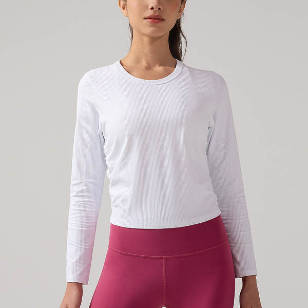 Vestido de yoga com mangas compridas de alta elasticidade, camisa de esporte para relaxar