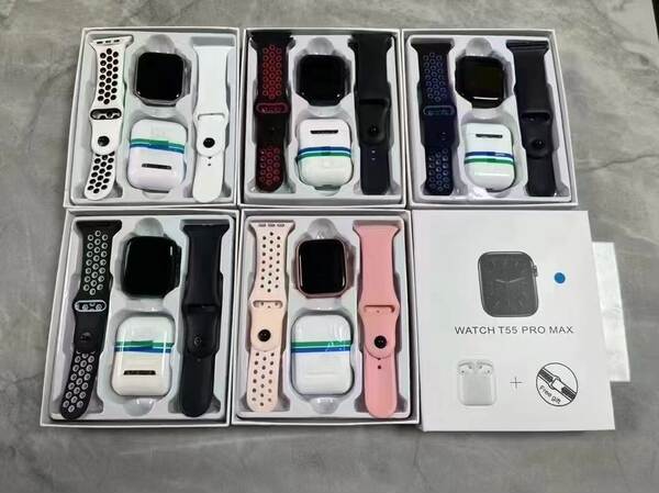 T55PRO MAX relógio inteligente para homens fones de ouvido multifuncionais dois em um fone de ouvido transfronteiriço de longa duração fabricante de vendas diretas