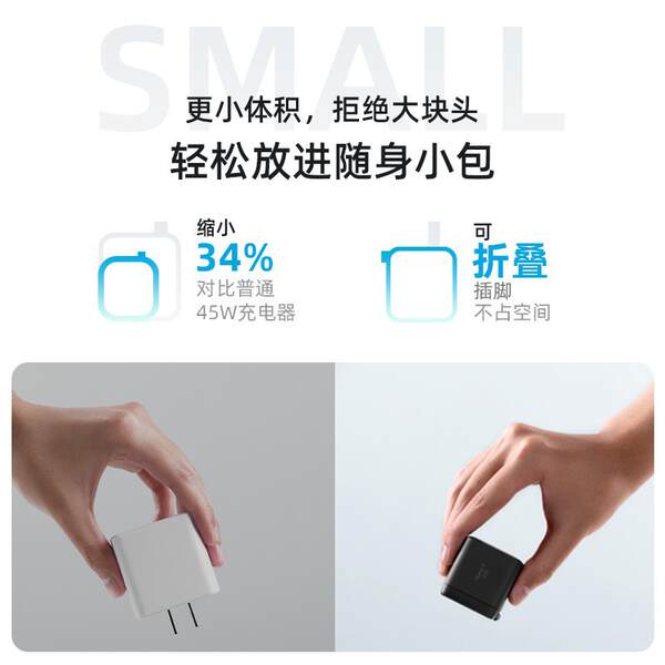 Anker Aplicável Anker Nitrogênio GaN2 Supercharger 45W Apple Carregador Rápido Foldável A2664