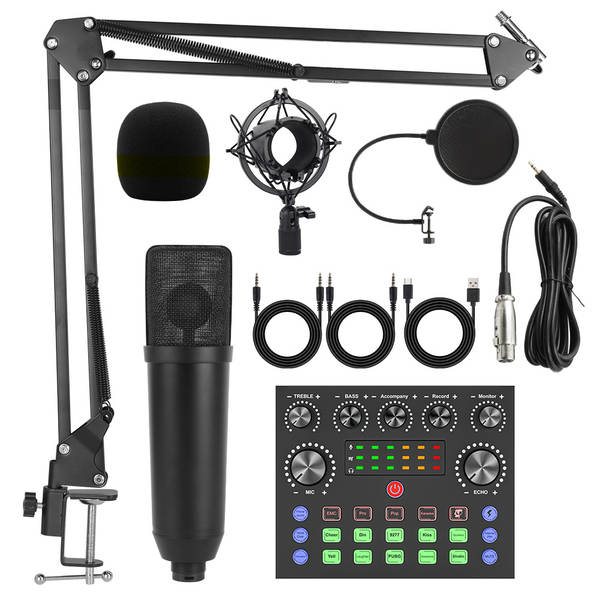Transfronteiriço V8S Inglês de transmissão ao vivo bm800 pacote de braço pendurado pacote de cartão de telefone celular de transmissão ao vivo podcast completo