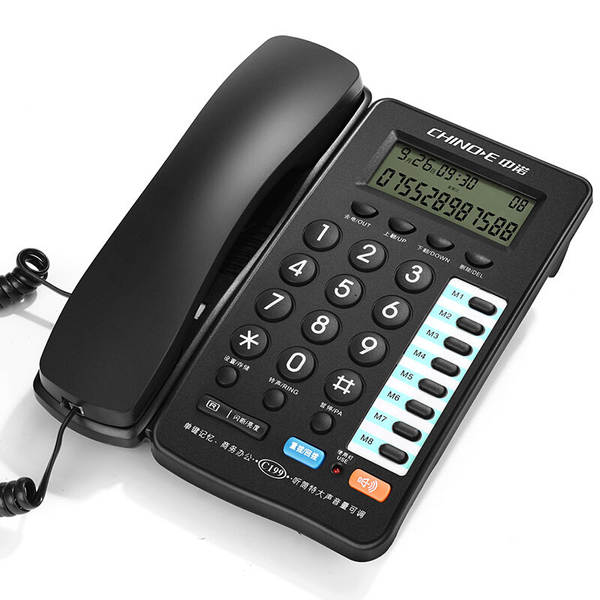 Telemóvel C168 telefônico de escritório de casa com fio de telefone fixo de câmara de chamadas sem bateria
