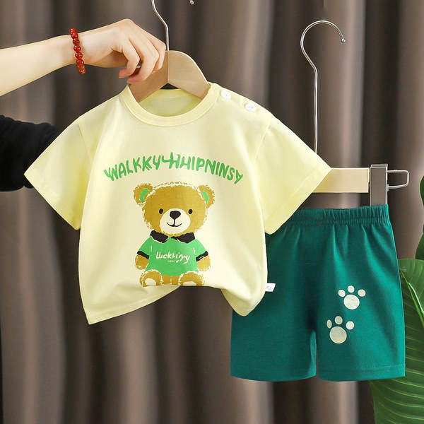Conjunto de verão infantil de algodão