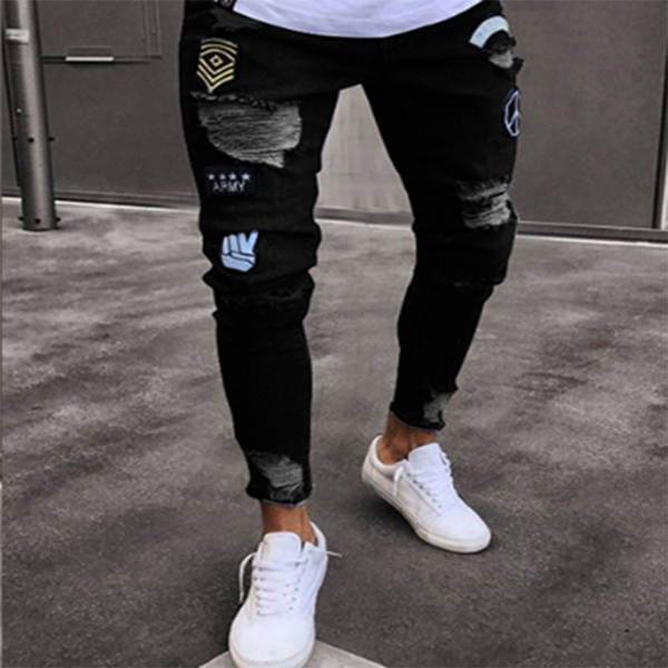Jeans masculinoswisheBay Pequenos Pés Quente Venda de Calças masculinasJeans 4X Bandeira Transfronteiriça LS