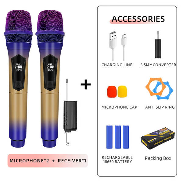 Carregador de microfone sem fio para duas casas de cartão de som KTV palco de transmissão ao vivo K-Song V-Song profissional portátil
