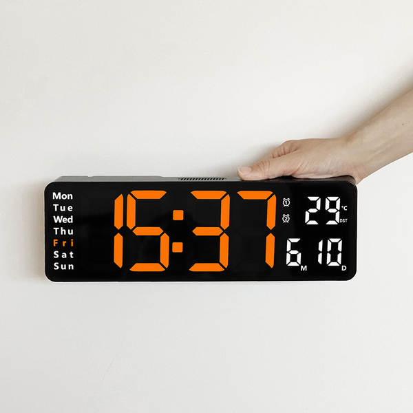 16 polegadas de grande tela função de exibição de relógio digital nórdico relógio simples sala de estar pendurar relógio led parede pendurar relógio 6626