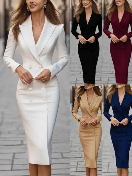 Vestido de roupa de comércio exterior transfronteiriço da Amazon na Europa e nos Estados Unidos de moda nova roupa de roupa dupla com mangas longas roupa de roupa de trabalho de escritório