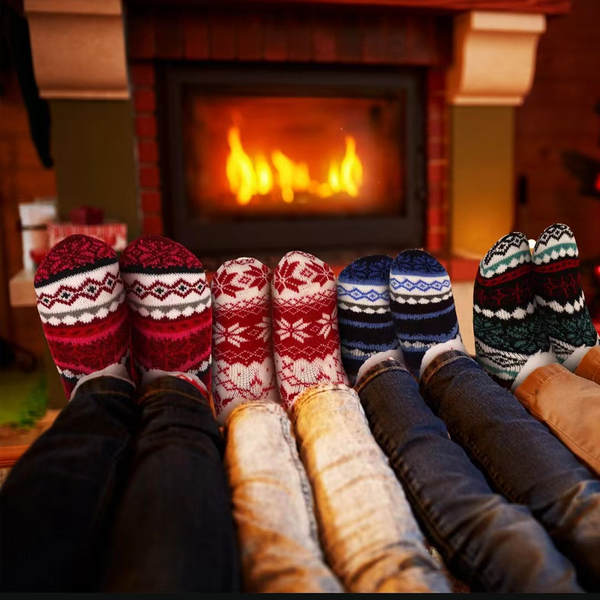 Sapatilhas femininas, calças de esgoto de piso interior, calças interiores espessas de Natal macias de tecelagem e pano de arame
