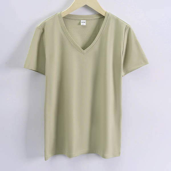 Camiseta feminina de algodão curta
