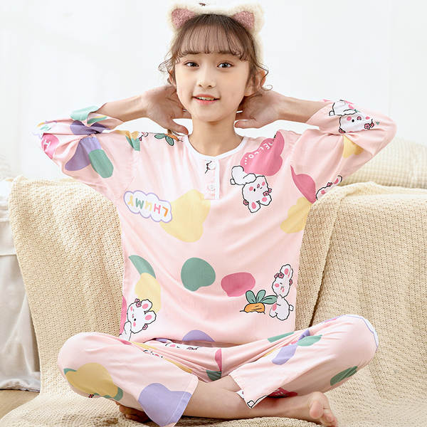 Conjunto de pijama infantil de algodão para verão