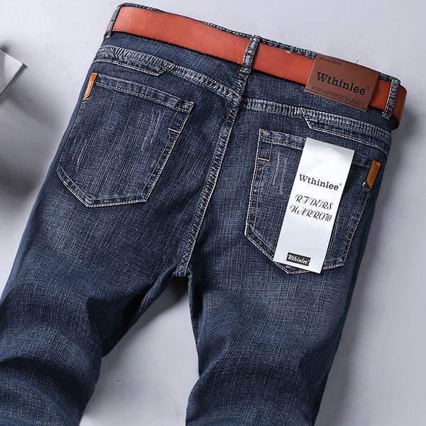 Fabricante de vendas diretas de jeans masculinos de primavera e verão de luxo boa qualidade resiliente negócios de lazer homens jeans calças longas