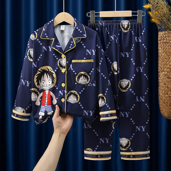 Crianças do Sudeste Asiático roupas de dormir meninos com mangas compridas calças bonitas desenhos animados primavera outono roupas para meninos vestir em casa no verão
